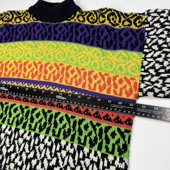 Vintage 90s Jamie Scott Abstract Knit Sweater Women's Size S Wild Pattern - Picture 7 of 8